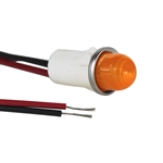 VCC 1051A3 AMBER NEON 250V PANEL MOUNT INDICATOR LAMP,      HI-DOME, .500" HOLD DIAMETER, WIRE LEADS, 208VAC TO 250VAC