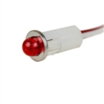 VCC 1091M1-24V RED LED 24V PANEL MOUNT INDICATOR LAMP,      SMALL DOME, .500" HOLE DIAMETER, WIRE LEADS