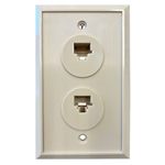 MODE 12-236-0 RJ45 DOUBLE OUTLET FLUSH MOUNT WALL PLATE     8P/8C, IVORY ** NOT RATED FOR CAT 5/6 **