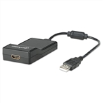 MANHATTAN USB2.0 TO HDMI ADAPTER SUPPORTS 1080P HD 151061   CONVERTS USB VIDEO & AUDIO INTO HDMI SIGNAL