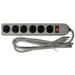 MODE 31-062-1 POWER BAR 6 OUTLET METAL BODY WITH SURGE,     6' CORD