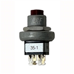 GRAYHILL 35-1 PUSH BUTTON SWITCH DPST OFF-(ON) N/O,         1A @ 115VAC, RED PLUNGER, SOLDER TERMINALS