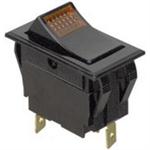 GC 35-656 LIGHTED ROCKER SWITCH SPST ON-OFF, 15A @ 125VAC / 10A @ 250VAC, AMBER LAMP, QC TERMINALS