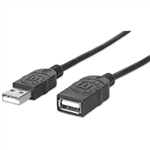 MANHATTAN USB 2.0 A-A MALE-FEMALE EXTENSION CABLE BLACK     (6FT) 393843