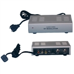 PHILMORE 70-3009 RF MODULATOR, 3 RCA A/V INPUTS + ANTENNA & S-VIDEO INPUT, ANTENNA F TYPE OUTPUT TO TV
