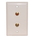 PHILMORE 75-636 DOUBLE RCA JACK WALL PLATE, FEED-THRU TYPE