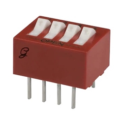 GRAYHILL 76SB04T DIP SWITCH 4PST ON-OFF, 150MA @ 30VDC,     PC PIN TERMINALS