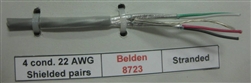 BELDEN 22AWG 4 COND CABLE, STRANDED, SHIELDED (EACH PAIR    IND. SHIELDED), GRAY PVC CM 300V 60C 8723 (305M = FULL ROLL)