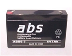 ABS6-7 6V 7AH AGM BATTERY WITH .187" QC TERMINALS