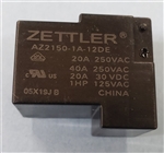 ZETTLER AZ2150-1A-12DE 12VDC PCB APPLIANCE RELAY SPST-NO    RATED 40A 250VAC / 20A 30VDC