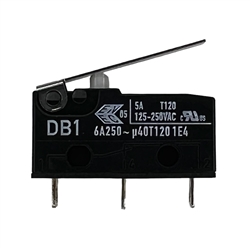 CHERRY DB1C-A1LB SUBMINIATURE LIMIT SWITCH WITH HINGE LEVER, SPDT NC/NO, 5A @ 125VAC/250VAC, SOLDER TABS, MICRO SWITCH