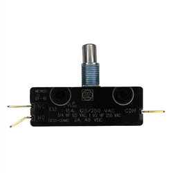 CHERRY E13-00M BASIC LIMIT SWITCH WITH SPRING PLUNGER, SPDT NO/NC, 15A @ 125VAC/250VAC, QC TERMINALS, MICRO SWITCH