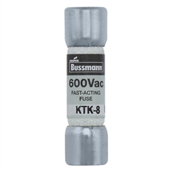 BUSS KTK-8 FUSE 8 AMP 600VAC FAST BLOW MELAMINE TUBE        (13/32" X 1-1/2") 8A 8AMP