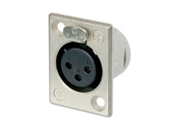 NEUTRIK NC3FP-1 3 PIN FEMALE XLR PANEL MOUNT RECEPTACLE,    SOLDER CONTACTS, NICKEL HOUSING, SILVER CONTACTS