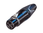NEUTRIK NC3FXX-B 3 PIN FEMALE XLR CABLE CONNECTOR WITH BLACK METAL HOUSING AND GOLD CONTACTS, SLEEK DESIGN