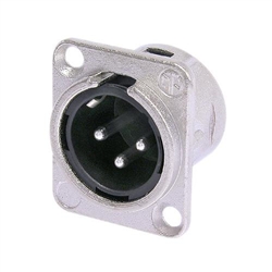 NEUTRIK NC3MD-L-1 3 PIN MALE XLR PANEL MOUNT RECEPTACLE,    SOLDER CONTACTS, D-SIZE NICKEL HOUSING, SILVER CONTACTS