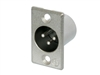 NEUTRIK NC3MP 3 PIN MALE XLR PANEL MOUNT RECEPTACLE,        SOLDER CONTACTS, NICKEL HOUSING, SILVER CONTACTS