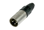 NEUTRIK NC3MX 3 PIN MALE XLR CABLE CONNECTOR WITH NICKEL    HOUSING AND SILVER CONTACTS