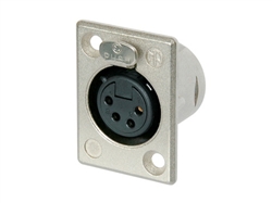 NEUTRIK NC4FP-1 4 PIN FEMALE XLR PANEL MOUNT RECEPTACLE,    SOLDER CONTACTS, NICKEL HOUSING, SILVER CONTACTS