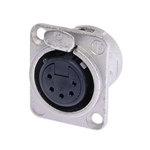 NEUTRIK NC5FD-L-1 5 PIN FEMALE XLR PANEL MOUNT RECEPTACLE,  SOLDER CONTACTS, NICKEL HOUSING, SILVER CONTACTS