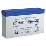 POWERSONIC PS-6100F1 6V 12AH SLA BATTERY WITH .187" QC TABS
