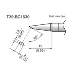 HAKKO T39-BC1530 BEVEL TIP 1.5MM/60 DEGREES X 15MM          FOR THE FX-971 SOLDERING STATION *SPECIAL ORDER*
