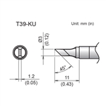 HAKKO T39-KU KNIFE TIP 3MM/45 DEGREES X 11MM,               FOR THE FX-971 SOLDERING STATION *SPECIAL ORDER*