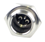 SWITCHCRAFT TB3M 3 PIN MALE MINI XLR CIRCULAR PANEL MOUNT   CONNECTOR, SILVER CONTACTS, NICKEL HOUSING, TINI-QG